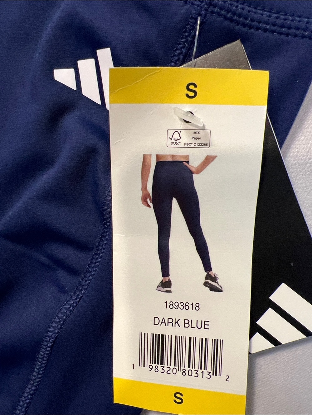 adidas Navy High-Waist Women's Athletic Leggings - Picture 8 of 9